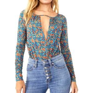 Intimately Free People Floral Print Thong Bodysuit NWT Small